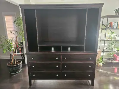 Dark Wood Media Armoire Dresser - solid Maple, View more