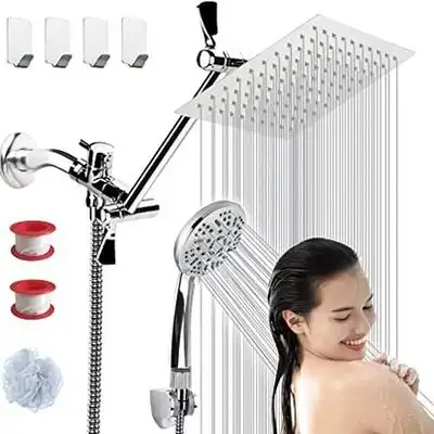 8 inch Rainfall Shower Head-: 304# Stainless Steel for the highest rust resistance and longevity 9 S...