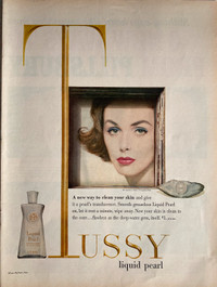 1958 Tussy Liquid Pearl Deep Skin Cleanser Original Ad