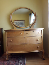 Antique Birdseye Maple Dresser with Mirror