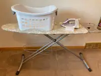 Ironing board and Iron with laundry basket