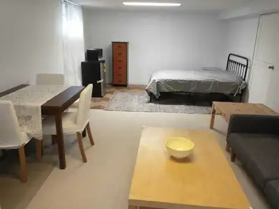 Fully furnished 500 sq ft private room including your own microwave and fridge on lower level for re...