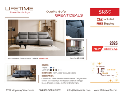 Condo-Sized, Fabric Sectional sofa and chaise, View more