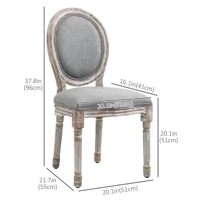 French Style Linen Fabric Upholstered Kitchen Chairs with Backs , View more