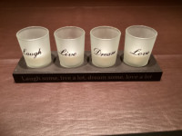 Table top candles with wooden base