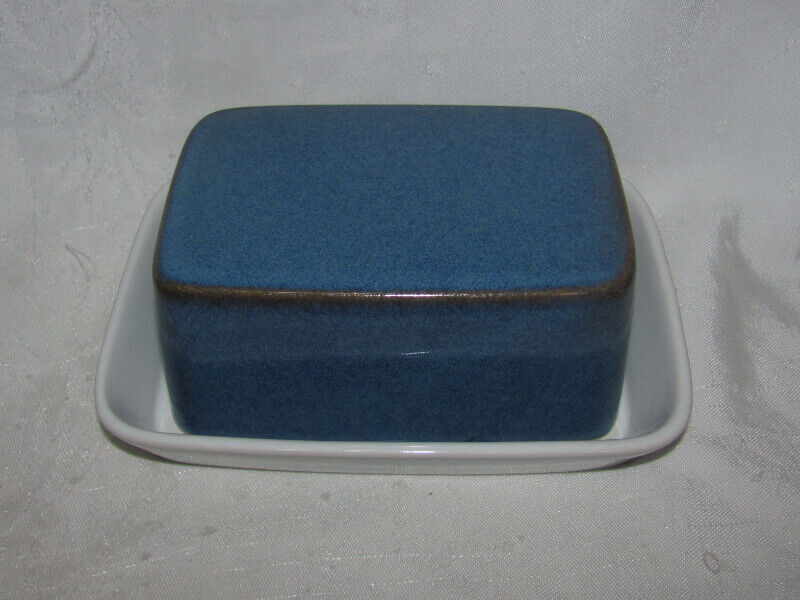 Denby Chatsworth Butter Dish - Blue, Rectangular for sale  