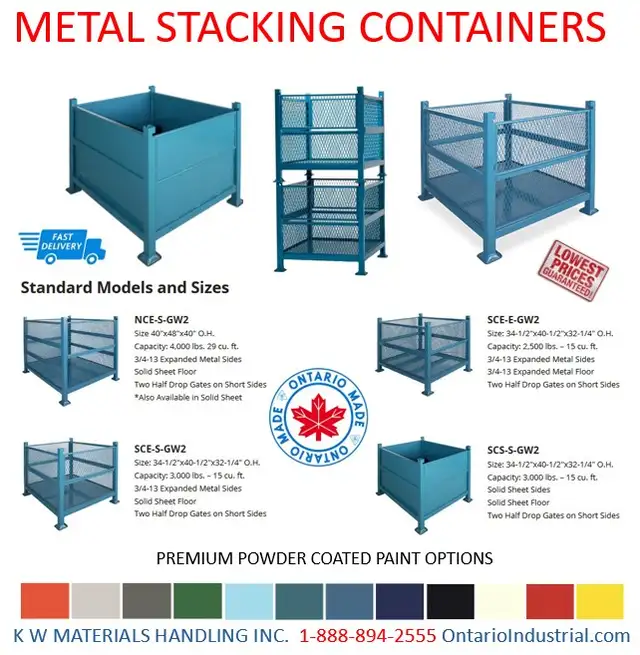 RED EXPANDED METAL BINS 34.5"x40.5"x32"H. STACKING PARTS BINS. in Tool Storage & Benches in London - Image 8