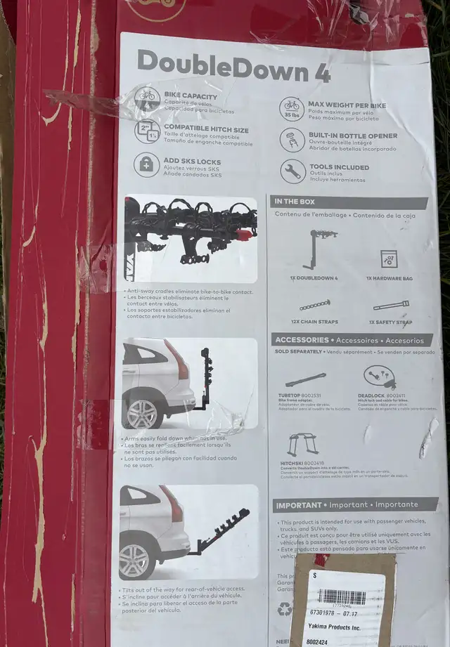 Yakima 4-Bike Hitch Mount Carrier, Tilting Bike Rack in Other in St. Catharines - Image 4