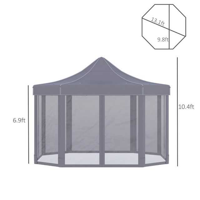 13' x 10' Pop Up Gazebo, Octagon Canopy Tent with Zippered Mesh  in Patio & Garden Furniture in Markham / York Region - Image 2