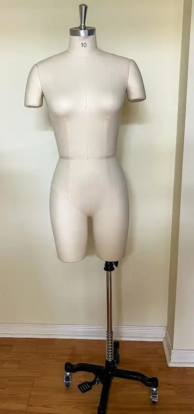 Female Dress Form Mannequin – Size 10 – Pinnable with Collapsible Shoulders (White) Perfect for sewi...
