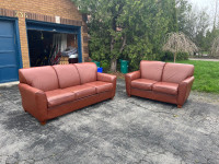 Beautiful All Leather Sofa and Loveseat