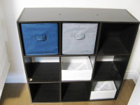 *SOLD** 9 Section Compartment Dark Brown Wood Organizer &4 Bins