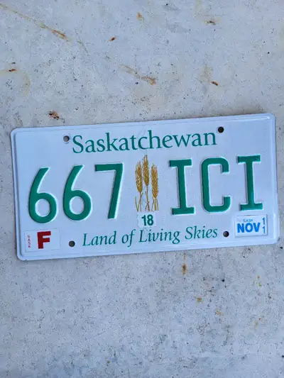Saskatchewan license plate 2010's