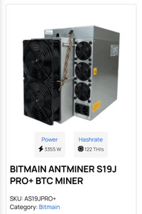 Bitmain Antminer s19 122TH Bitcoin miner 