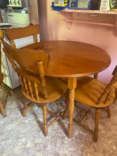 Solid Wooden Kitchen Table with 4 Chairs - Estate Sale, View more