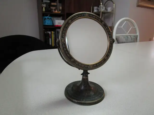 20th century , bronze , middle east vanity mirror 9" please read63005665832195122
