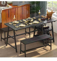 Dining table set with benches