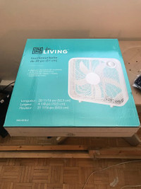 For Living Plastic 5-Blade Portable Box/Floor Fan, 2-Speed, Whit