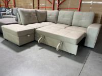 New sectional with pullout bed and storage chaise on sale 