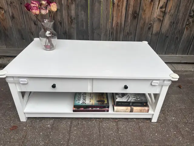 White Coffee Table with Storage