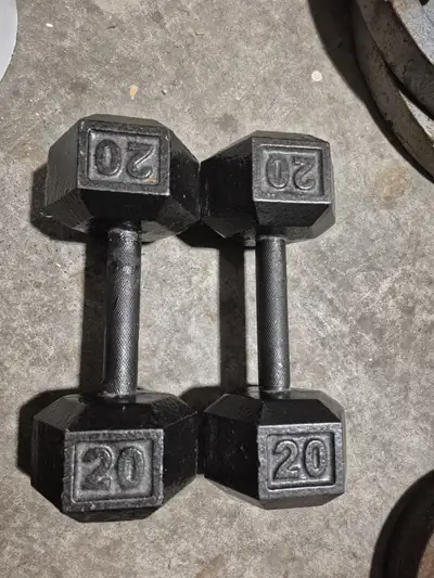 A set of Dumbbells, Hexagon, 2x20 lbs, View more