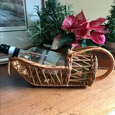 Vintage Wicker Basket Wine Bottle Holder, View more