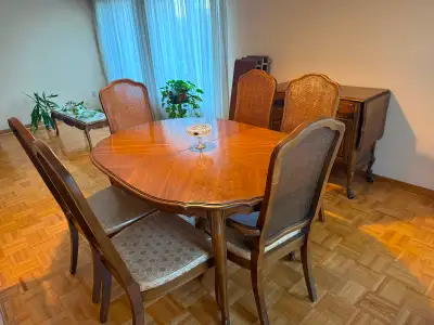 Vintage French Provincial Dining Set with Server and Chairs, View more