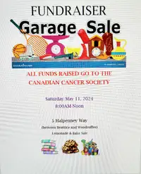 Fundraiser Garage Sale May 11th.