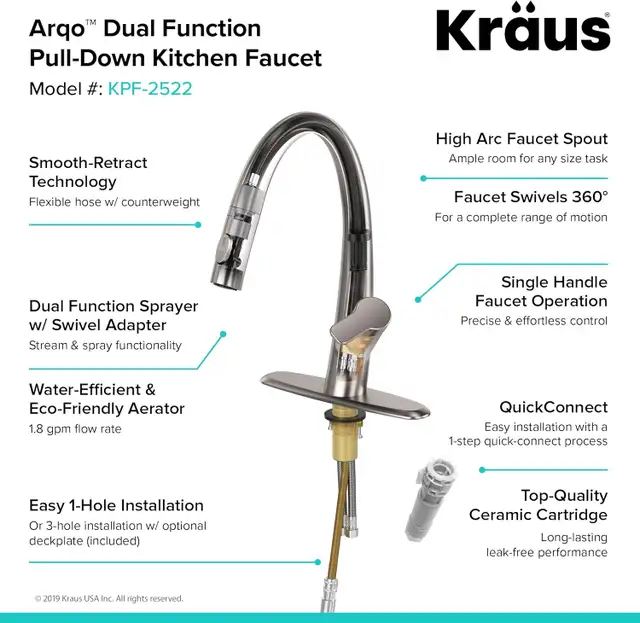 Kraus KPF-2522SFS Arqo Dual Function Pull Down Kitchen Faucet435641681833502722