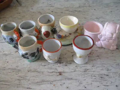 Eight Vintage Egg Cups, View more