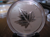 2010 Canada $5 Piedfort Maple Leaf Silver Coin, 1 oz,.9999 fine