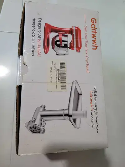 Chinese meat grinder for kitchenaid mixer. Used 3 times works great. Like new. Kitchenaid mixer brok...
