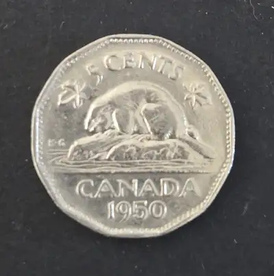 1950 Canada 5 Cent Coin (Nickel) QEII, View more