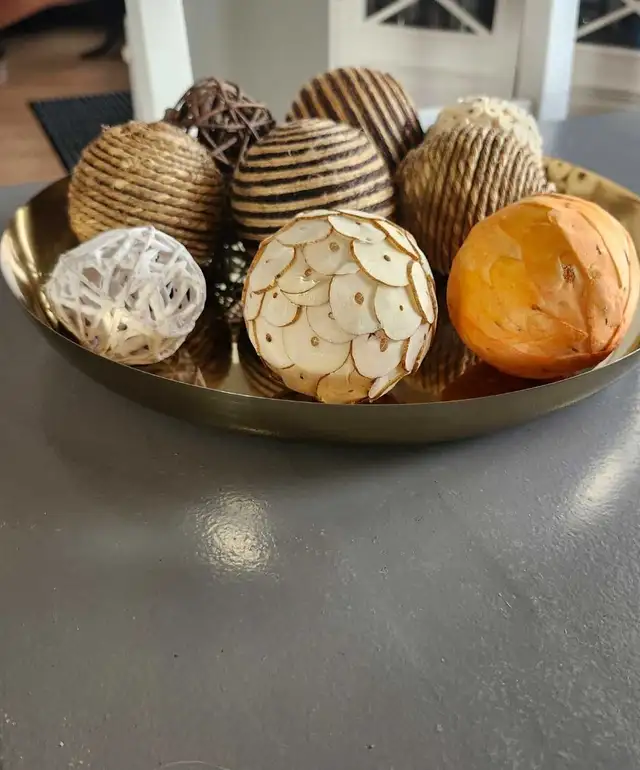 New Gold Tray With Decorative Spheres