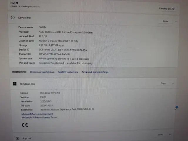 HP OMEN 25L Desktop521231486283960322