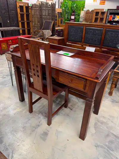 ✅Beau bureau en acacia massif, secrétaire, table de travail, View more