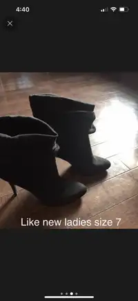 Ladies size 7 high heeled boots $40 firm