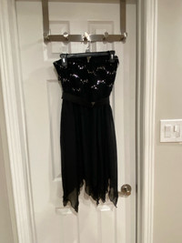 Black strapless party dress
