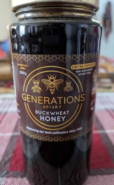 This is pure, organic, unpasteurized, very healthy, Buckwheat Honey from the Generations Apiary of K...