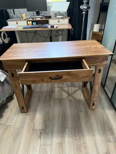 Rustic Farmhouse Wood Sit/Stand Desk Console Table w Drawer, View more