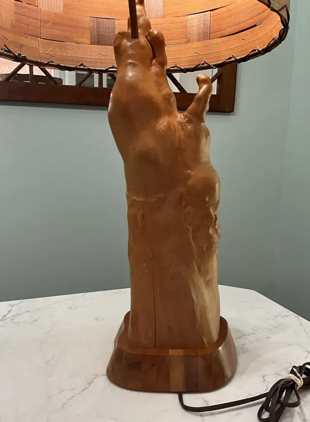 MCM Cyprus Knee Wooden Lamp With Two Tone Lamp Shade in Indoor Lighting & Fans in Owen Sound - Image 7