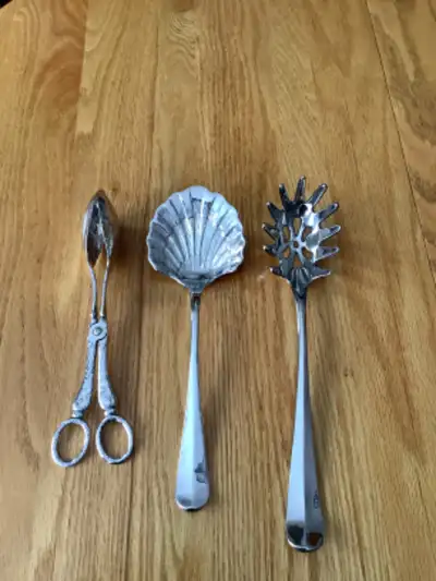 Set of 3 Silver Plated Serving Utensils, View more