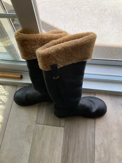 Bottes hiver en cuir doublé en mouton pour Femme, View more