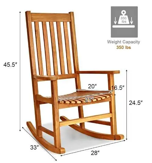 Outdoor Acacia Wood Rocking Chair – Porch Patio Rocker, Ergonomi in Patio & Garden Furniture in Cambridge - Image 2