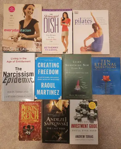 5 dollars per book Witcher - sold Creating freedom Ten Eternal Questions Learn Something new Piercin...