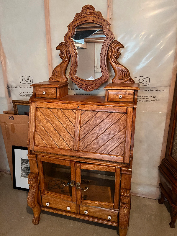 Urgent must go! Antique wood secretary desk with mirror Free Stuff