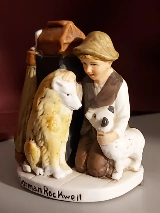 Vintage 1980 Norman Rockwell " Friends In Need" Boy With Dogs in Arts & Collectibles in Brantford - Image 3