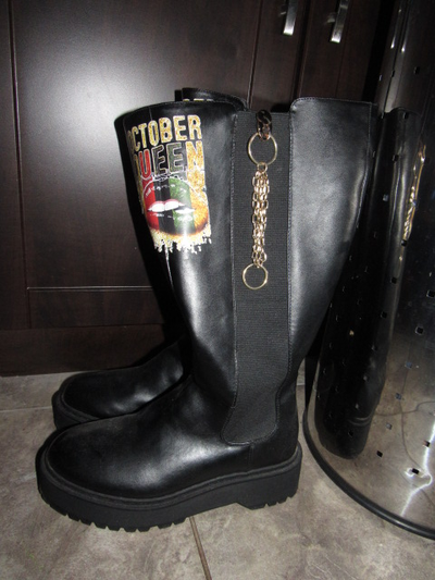 Rock punk thick-soled high black boots for women 9, View more