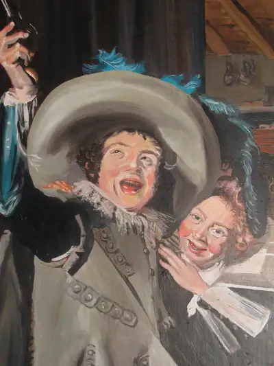 beautiful locally hand painted COPY Franz Hals 1582 - 1666 oil painting . young man and woman in an...