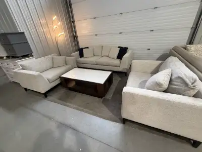 Oversized fabric sofa with 2 chairs , View more